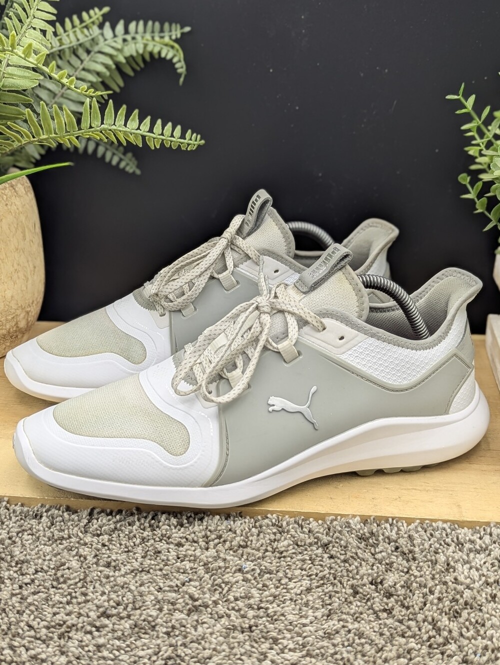 Puma Ignite Fasten8 White Leather Spikeless Golf Shoes Mens Size 8.5